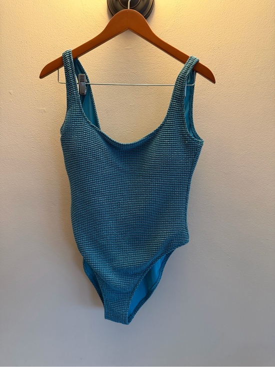 aerie Other - Aerie Real Good One Piece Cheeky Swimsuit Teal Blue Textured UPF 50 Size L